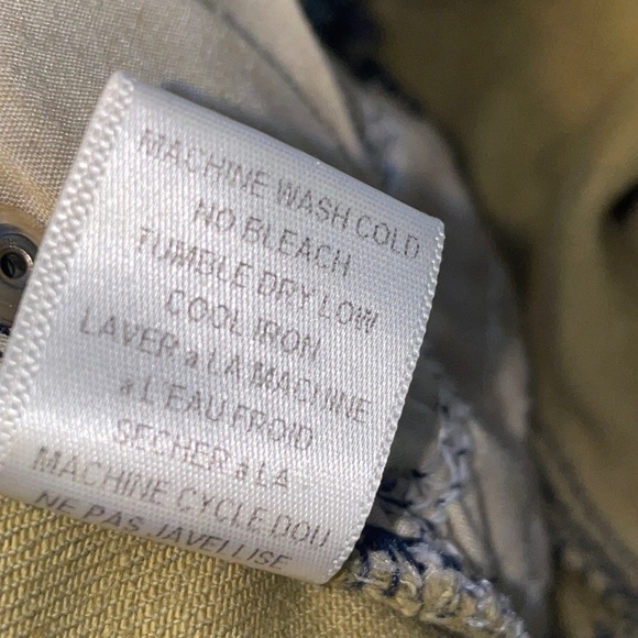 EUC Free People Mustard Yellow & Navy Floral Crop Ankle Jeans Size 31 - Picture 4 of 7